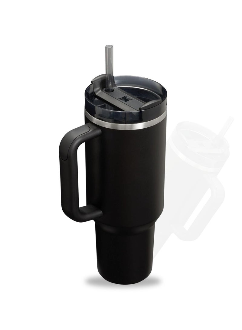 Stanley Quencher H2.0 FlowState Tumbler with Handle and Straw – 40 oz Stainless Steel Vacuum Insulated Cup, BPA-Free, 3-Position Lid, Cup Holder Friendly, for Water, Coffee, Smoothies & More | Black - Image 2
